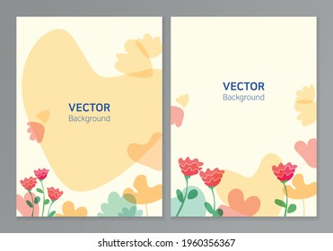 Pastel-toned abstract background with hearts and flowers