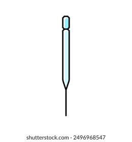 pasteur pipette chemische glaswaren labor farbe symbol vektor. Pasteur Pipette chemische Glaswaren Labor Zeichen. einzelne Symbolgrafik