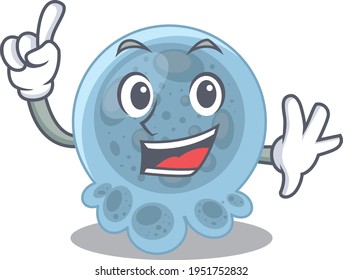 Pasteurella caricature design style with one finger pose. Vector illustration