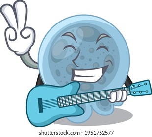 Pasteurella musician cartoon design playing a guitar. Vector illustration