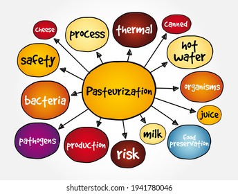 Pasteurization mind map, concept for presentations and reports