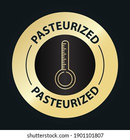 Pasteurized Vector Icon. Diary Product Pasteurization Concept. Golden Vector Icon Isolated On 