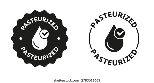 Pasteurized. Vector stickers for milk package labeling.