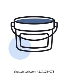 Pastic bucket container for paint or food isolated icon. Construction, repair and building vector design and illustration