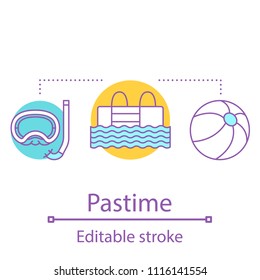 Pastime concept icon. Diving idea thin line illustration. Swimming pool. Active rest. Vector isolated outline drawing. Editable stroke