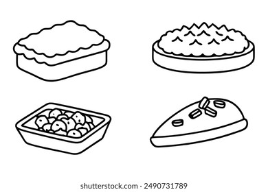 Pastitsio Line Art Design Illustration Greek Pasta Dish Drawing