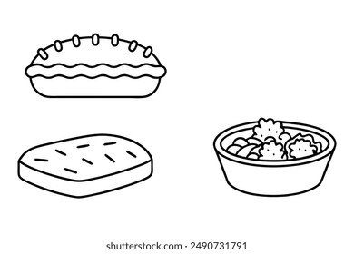 Pastitsio Line Art Hand Drawing Greek Pasta Artwork Design