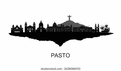 Pasto with Colombia Skyline Silhouette.