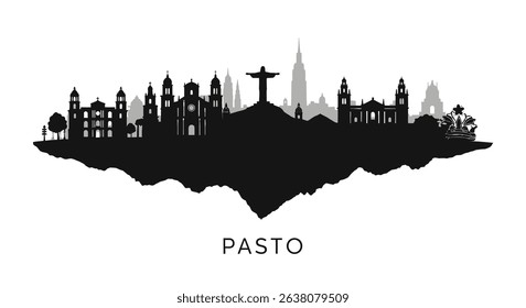 Pasto Colombia Skyline Silhouette Black.