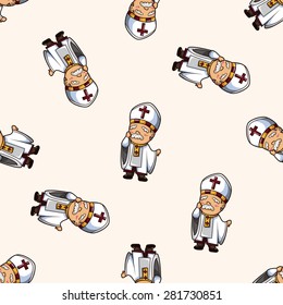 pastor , cartoon seamless pattern background