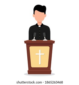 Pastor character illustration in flat style