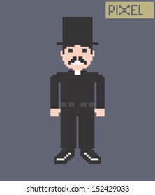pastor with hat pixel art character