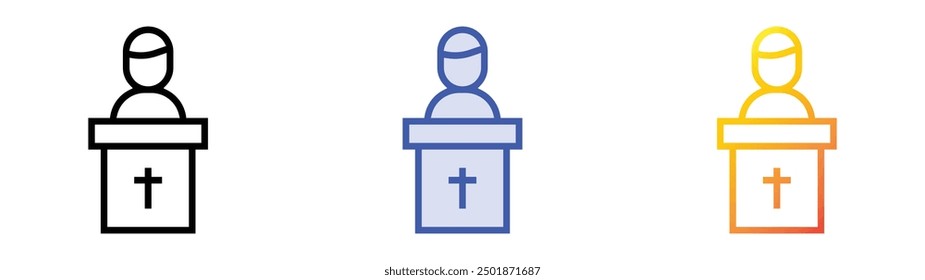 pastor icon. Linear, Blue Fill and Gradient Style Design Isolated On White Background