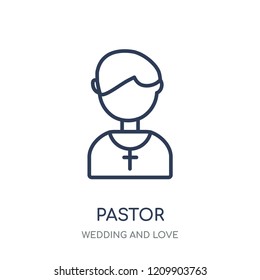 Pastor icon. Pastor linear symbol design from Wedding and love collection. Simple outline element vector illustration on white background.