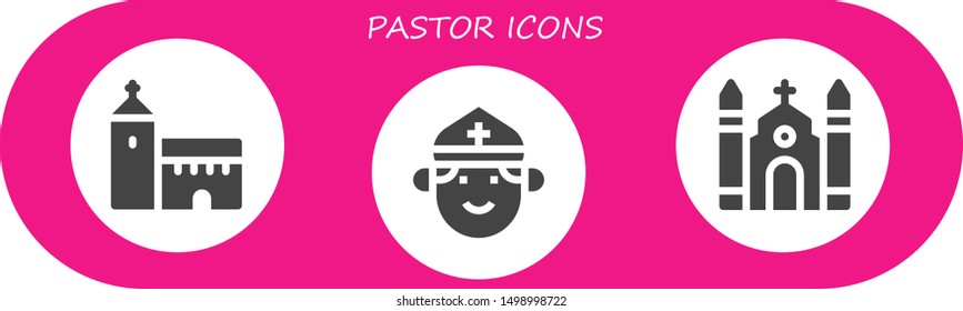 pastor icon set. 3 filled pastor icons.  Collection Of - Church, Priest