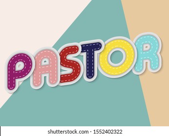 pastor letters banner with border stitches