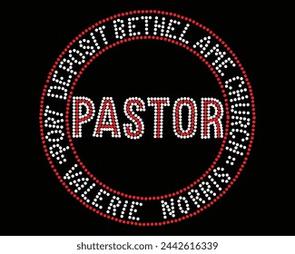 Pastor Logo Vector Rhinestone t-shirt design