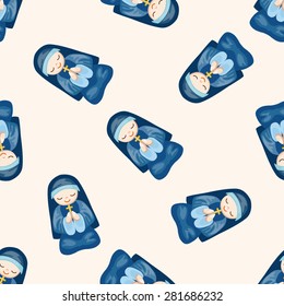 pastor and nun , cartoon seamless pattern background