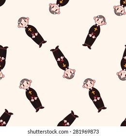 pastor and nun , cartoon seamless pattern background