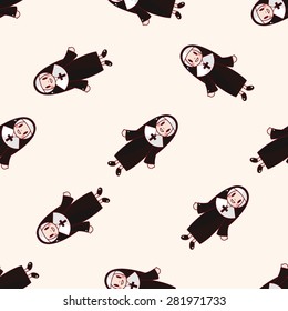 pastor and nun , cartoon seamless pattern background