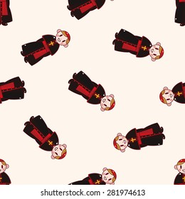 pastor and nun , cartoon seamless pattern background