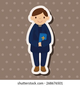 pastor and nun theme elements vector,eps