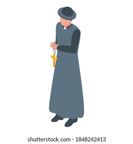 Icono del pastor o sacerdote. Isometric de un pastor o sacerdote icono vectorial para el diseño web aislado en fondo blanco