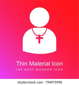 Pastor silhouette with cross red and pink gradient material white icon minimal design