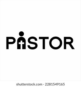 Pastor word design with pastor symbol on letter A.