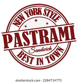 Pastrami sandwich grunge rubber stamp on white background, vector illustration