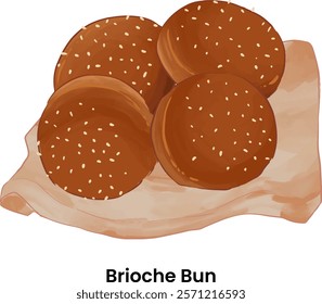 Pastries and Bread Illustration Brioche Bun