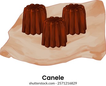 Pastries and Bread Illustration Canele