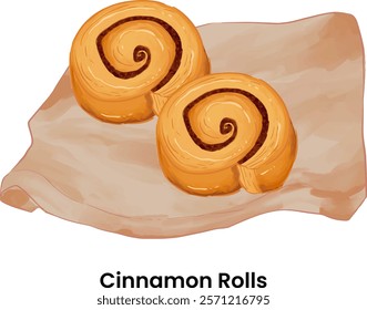 Pastries and Bread Illustration Cinnamon Rolls