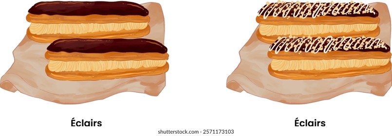 Pastries and Bread Illustration Eclairs