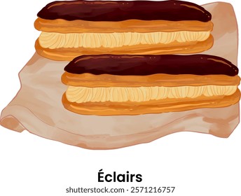 Pastries and Bread Illustration Eclairs