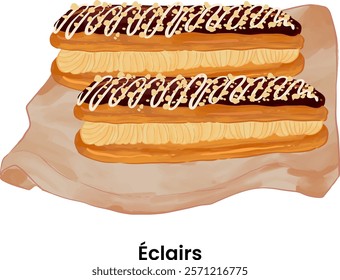 Pastries and Bread Illustration Eclairs