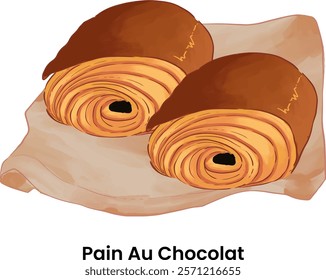 Pastries and Bread Illustration Pain Au Chocolat