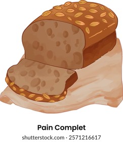 Pastries and Bread Illustration Pain Complet