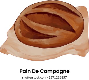 Pastries and Bread Illustration Pain de Campagne