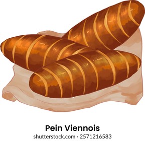 Pastries and Bread Illustration Pain Viennois