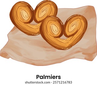 Pastries and Bread Illustration Palmiers