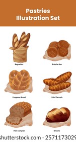 Pastries and Bread Illustration Set