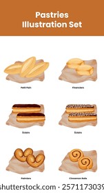 Pastries and Bread Illustration Set