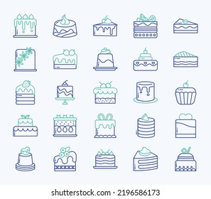Pastries and cake icon set