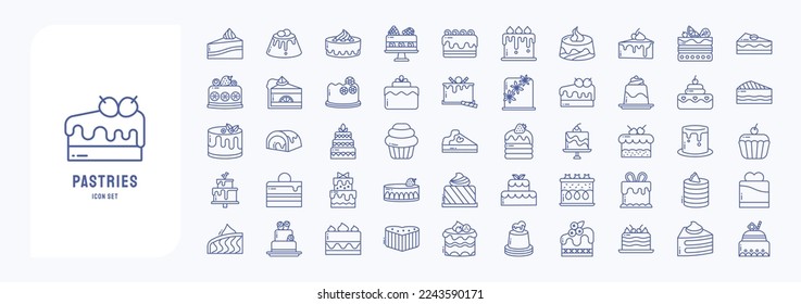 Icono de pasteles, colección de ilustraciones de vector de pasteles