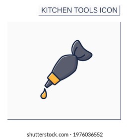 Pastry bag color icon. Triangular-shaped bag.Used for decorating cakes, pies.Cooking utensil. Kitchen tools concept. Isolated vector illustration