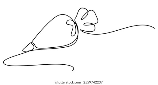 Pastry bag with cream one line art, Continuous one line drawing of pastry bag. Vector illustration, Recipe continuous line drawing, pro vector simple design.