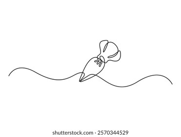 Pastry bag with cream single line art. Continuous one line drawing of pastry bag. Vector illustration