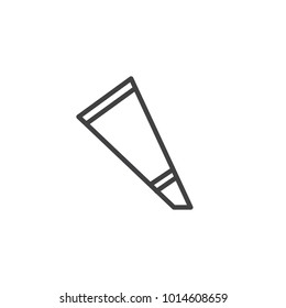 Pastry bag for decorate cake line icon, outline vector sign, linear style pictogram isolated on white. Icing bag and nozzle symbol, logo illustration. Editable stroke