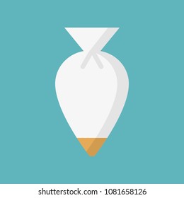Pastry bag icon, bakery equipment flat design vector